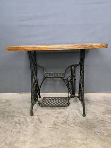 lot 98 image: Vintage Singer Sewing Machine Treadle Cast Iron Stand Table  B