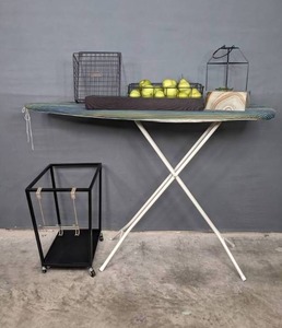 lot 218 image: Collection of Laundry Room and Home Decor Ironing Board, Decorative Wire Baskets and Box, Faux Pears and Succulent, Wheeled Cart and More F