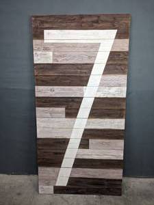 lot 213 image: Pottery Barn Lucky Number 7 Wooden Wall Art F