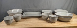 lot 185 image: Collection of Grey Pottery Barn Plates, Bowls and Platters F