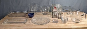 lot 224 image: Assorted Glass Baking and Serving Dishes, Glass Crafting Blocks, and more F