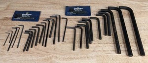 lot 281 image: Pile of 27 Hex L-Key Allen Wrenches and 2 K-6 Rockford Short Arm Hex Key Kits T