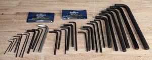 lot 282 image: Pile of 29 Hex L-Key Allen Wrenches and 2 K-6 Rockford Short Arm Hex Key Kits T