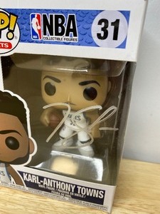 lot 18A image: Brand New Funko POP Minnesota Timberwolves Autographed by Karl-Anthony Towns NBA Basketball Vinyl Toy Figure Z