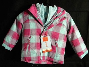 lot 150 image: Brand New with Tags Cat & Jack Girls Pink Plaid 3-in-1 Winter Coat Size 4T