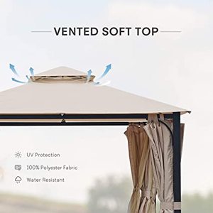 lot 300 image: Brand New Cloud Mountain Finefind Garden Gazebo Polyester Fabric 10 x 10 Patio Backyard Double Roof Vented Gazebo Canopy