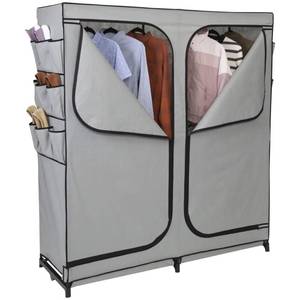 lot 51 image: Looks New 60-Inch Wide 2-Door Portable Wardrobe Closet with Cover & Side Pockets