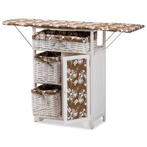 lot 68 image: Looks New Baxton Studio Abril Drop-Leaf Ironing Board with Storage Baskets