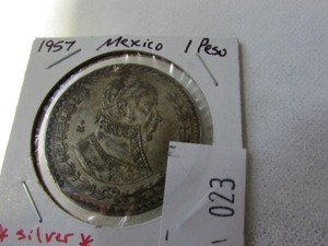 lot 23 image: 1957 MEXICO 1 PESO SILVER