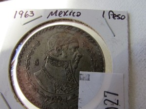 lot 27 image: 1963 MEXICO 1 PESO SILVER