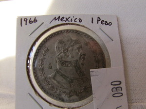 lot 30 image: 1966 MEXICO 1 PESO SILVER
