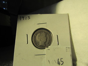 lot 45 image: 1915 BARBER SILVER DIME