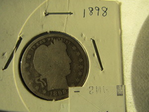 lot 46 image: 1898 BARBER SILVER QUARTER
