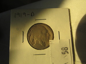lot 58 image: 1919-D BUFFALO NICKEL