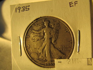 lot 67 image: 1935 WALKING SILVER HALF DOLLAR