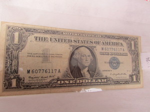 lot 94 image: 1957-A ONE DOLLAR SILVER CERTIFICATE