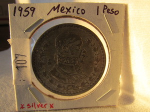lot 107 image: 1959 MEXICO 1 PESO SILVER