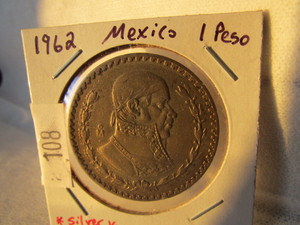 lot 108 image: 1962 MEXICO 1 PESO SILVER