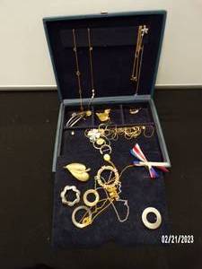 lot 40 image: Huge Assortment of Chains, Broaches, Pendants and Miscellaneous Jewelry (Box Included)