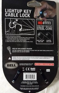 lot 55 image: Bell Lightup Key Cable Bike Lock 8 mm 6 ft Extra Thick Level 3 Security Steel Core Black