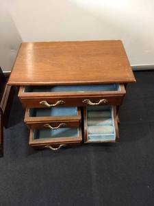 lot 83 image: Wooden Jewelry Armoire Box 11 Jewelry Box Glass Door
