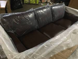 Dillon 1-Piece Straight Leather top Set of Raisin Brown Sofa Loveseat Sofa by Hydeline Customer Returns See Pictures