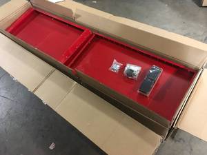 Ready-to-Assemble 24-Gauge Steel Freestanding Garage Cabinet in Red  Customer returns