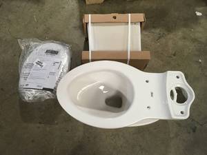 Champion Tall Height 2-Piece High-Efficiency 1.28 GPF Single Flush Elongated Toilet in White Seat Included by American Standard Customer Returns See Pictures