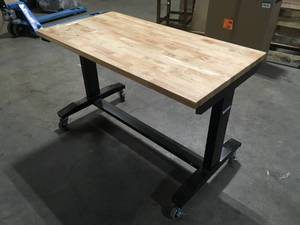 62 in. W x 24 in. D Adjustable Height Solid Wood Top Workbench Table in Black by Husky Customer Returns See Pictures