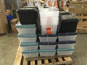Pallet of Plastic Storage Bins See Pictures