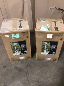 Lot of 2 48K BTU Stainless Steel Patio Heater with Wheels by Hampton Bay Customer Returns See Pictures