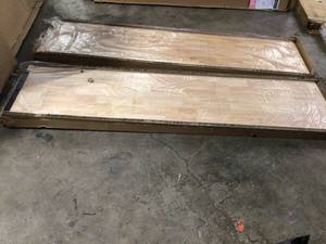 (2) of 96 in. Solid Wood Work Surface for Extra Wide Heavy Duty Welded Steel Garage Storage System by Husky Customer Returns See Pictures