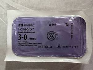 1 Package Covidian Polysorb Braided Absorbable Sutures 3-0 - Expiration 1022