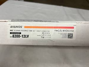 New In Box Avanos Medical 8200-12LV - Mic Jejunal Feeding Tube With Enfit Connector, 12Fr, 3-5ml Balloon Volume, 2Case - Expiration 523