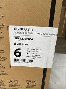 1 Case (200 Pairs) Individually Wrapped Sensicare Pi Size 6 Surgical Gloves - Expiration 822