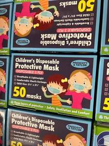 LOT OF 15 BOXES (50 EACH) CHILDRENS DISPOSABLE PROTECTIVE MASKS 3 PLY