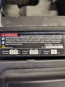 lot 6 image: RIDGID Pneumatic Brad Nail Gun. Model #R213BNA