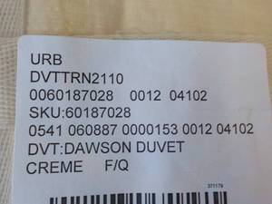 Dawson Duvet Crme new in package...