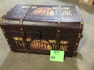 Brown Vintage Storage Trunk 13 in. H x 22 in. W x 13.8 in. D by Household Essentials Customer Returns See Pictures
