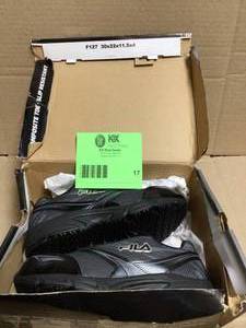 Womens Memory Meiera 2 Slip Resistant Athletic Shoes - Composite Toe - BlackPewter Size 6.5(M) by Fila Customer Returns See Pictures