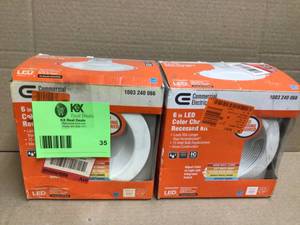 2 Lots of Easy-Up 6 in. White Baffle Integrated LED Recessed Kit with Selectable CCT (2700K-5000K), (No Can Needed) by Commercial Electric  Customer Returns See Pictures