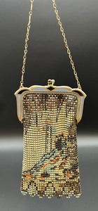 lot 76 image: Vintage Art Deco Whiting & Davis Mesh Purse Handbag with Lighthouse