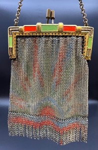lot 78 image: Vintage Art Deco Mesh Bag Purse with Sunset