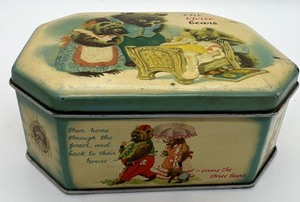 lot 50 image: Antique Three Bears Tin and World of Miniature Bears Mohair Bear