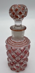 lot 111 image: Vintage Cut to Clear Cranberry Perfume Bottle
