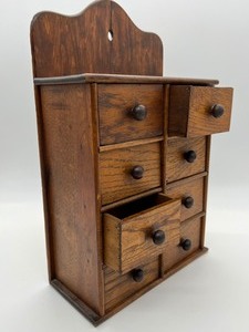lot 133 image: Vintage Wood Wall Hanging Spice Cabinet