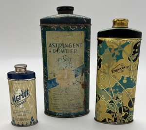 lot 211 image: Vintage Celluloid Box, French Versatile Bottle, Merrit Powder & Astringent
