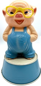lot 167 image: Vintage Knickerbocker Plastic Co. Pig & Sign