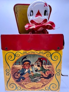 lot 186 image: Vintage Mattel Music Maker Jack-In-The-Box and Spinning Top