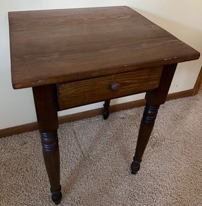 lot 16 image: Vintage Solid Wood End  Side Table with Single Drawer